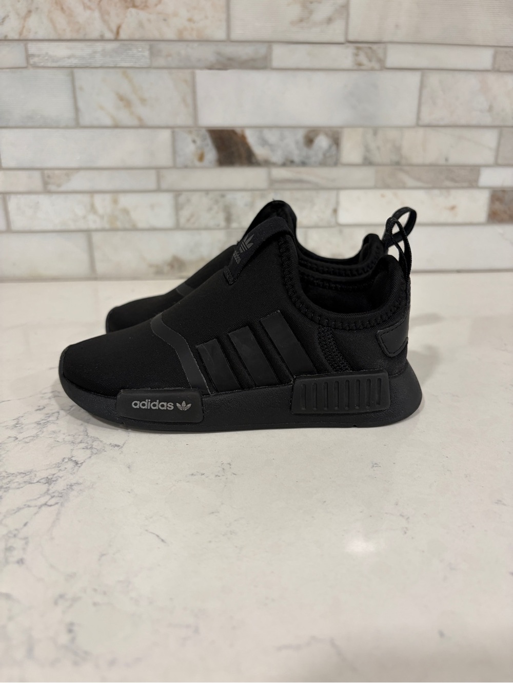 adidas Ortholite Fitfoam Kids Toddler sz 8 Black Slip-On Sneakers
